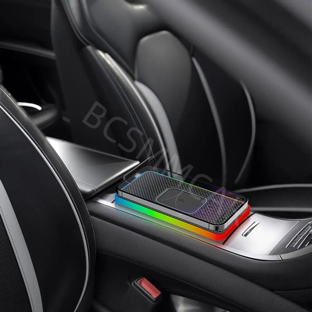 Car Wireless for Charger Pad Dock USB Port 15W Light For Apple Iphone Samsung Phone