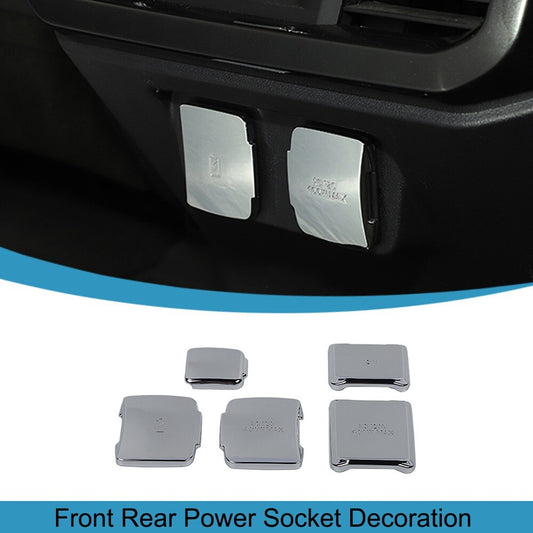 5PCS Chrome Front Rear Power/USB Socket Cover Trim for Ford F150 2021 2022 2023