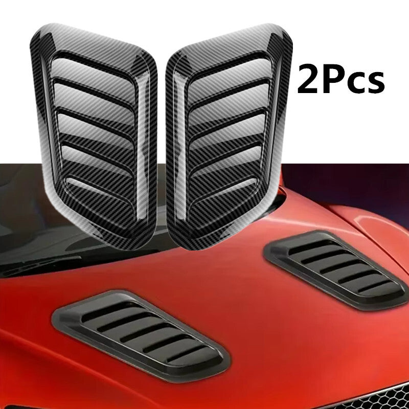 2Pcs Car Hood Air Flow Inlet Outlet Engine Hood Ventilation Fake Cover Sticer