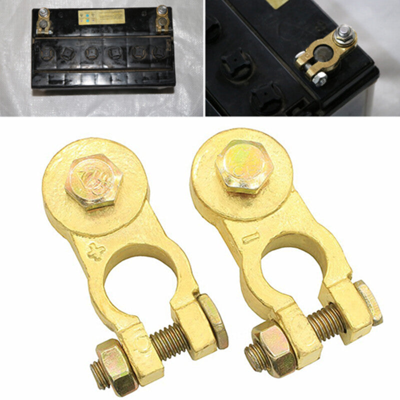 1 pair of heavy-duty truck battery top post cable terminals with pure brass cable heads