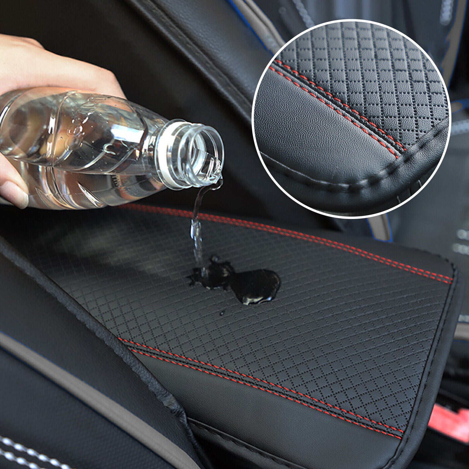 Car Armrest Box Pad Mat Protector Cover PU Embossed Breathable Accessories