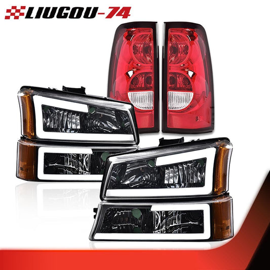 Suitable for 2003-07 SILVERADO AVALANCHE CHROME/AMBER LED DRL headlights + taillights