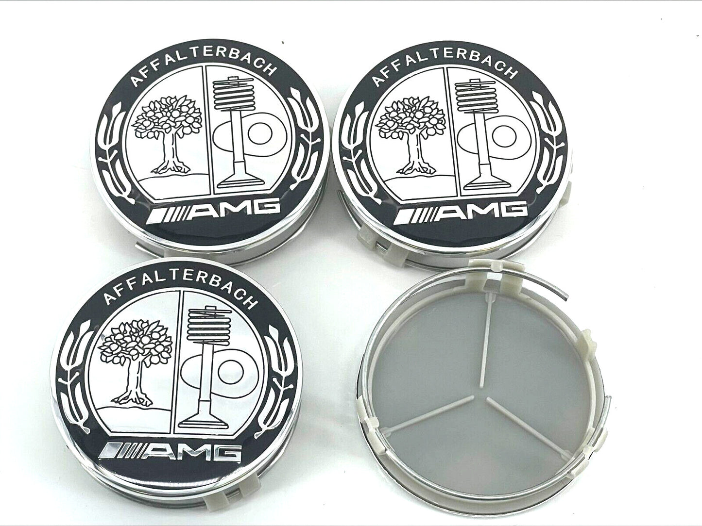 4pcs Wheel Center Caps Amg Affalterbach 75mm Wreath Rim OEO HQUALI
