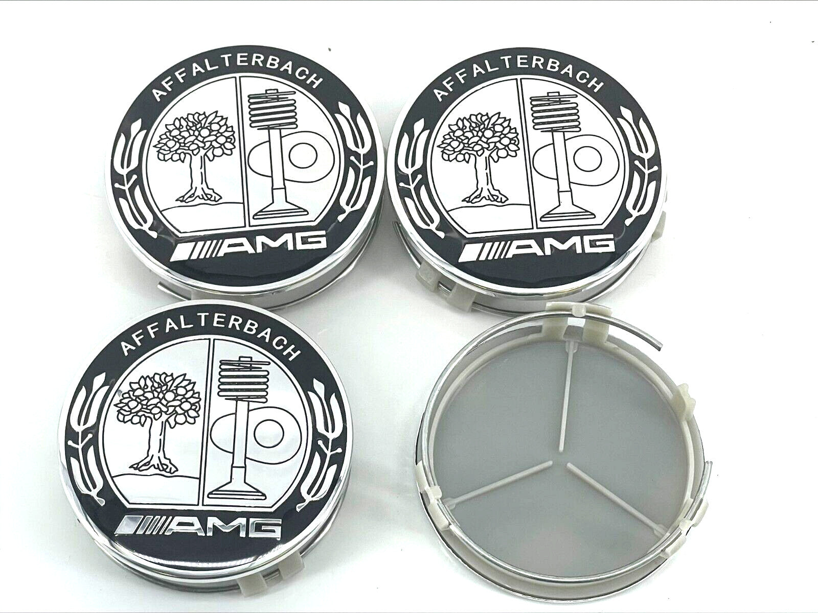 4pcs Wheel Center Caps Amg Affalterbach 75mm Wreath Rim OEO HQUALI