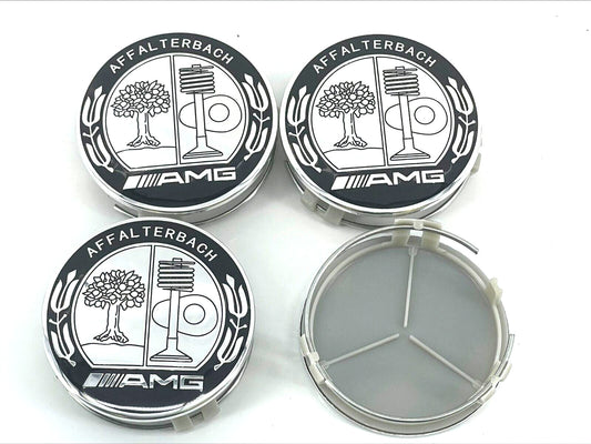 4pcs Wheel Center Caps Amg Affalterbach 75mm Wreath Rim OEO HQUALI