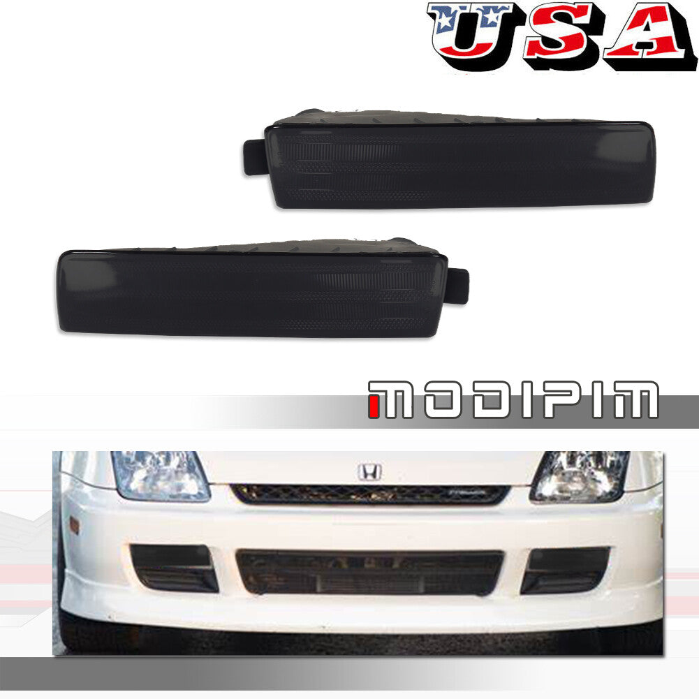 A pair of smoked black bumper park lights for 1997-2001 for Honda Prelude