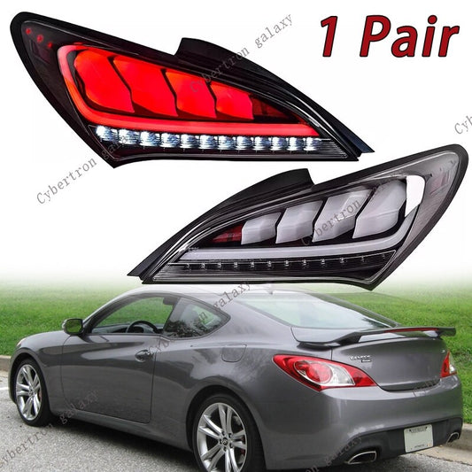 Pair For 2010-2016 for Hyundai for Genesis Coupe Shiny White Sequential LED Tail Lights