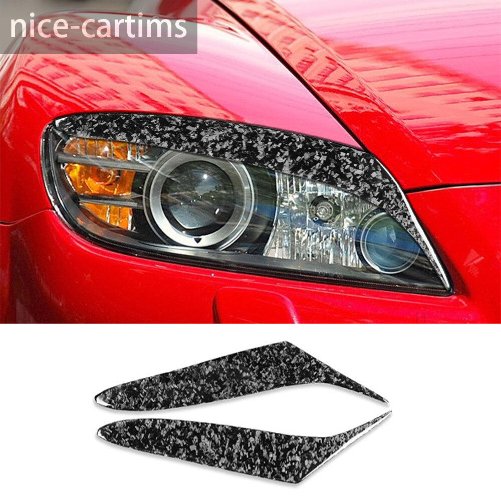 Forged Carbon Front Headlight Eyelids Eyebrow Trim for Mazda RX-8 RX8 2004-08