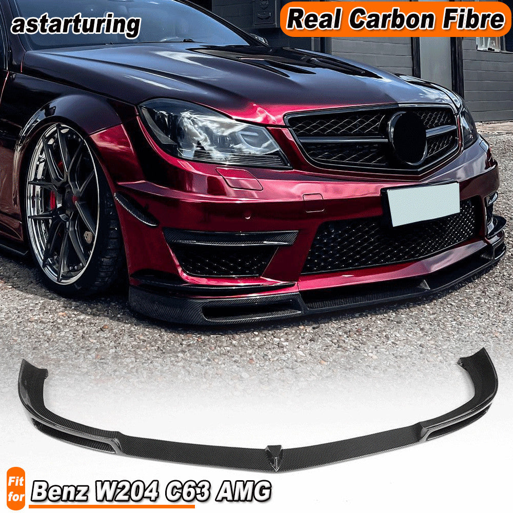 REAL Carbon Front Bumper Lip Spoiler Splitter for Mercedes W204 C63 2012-14