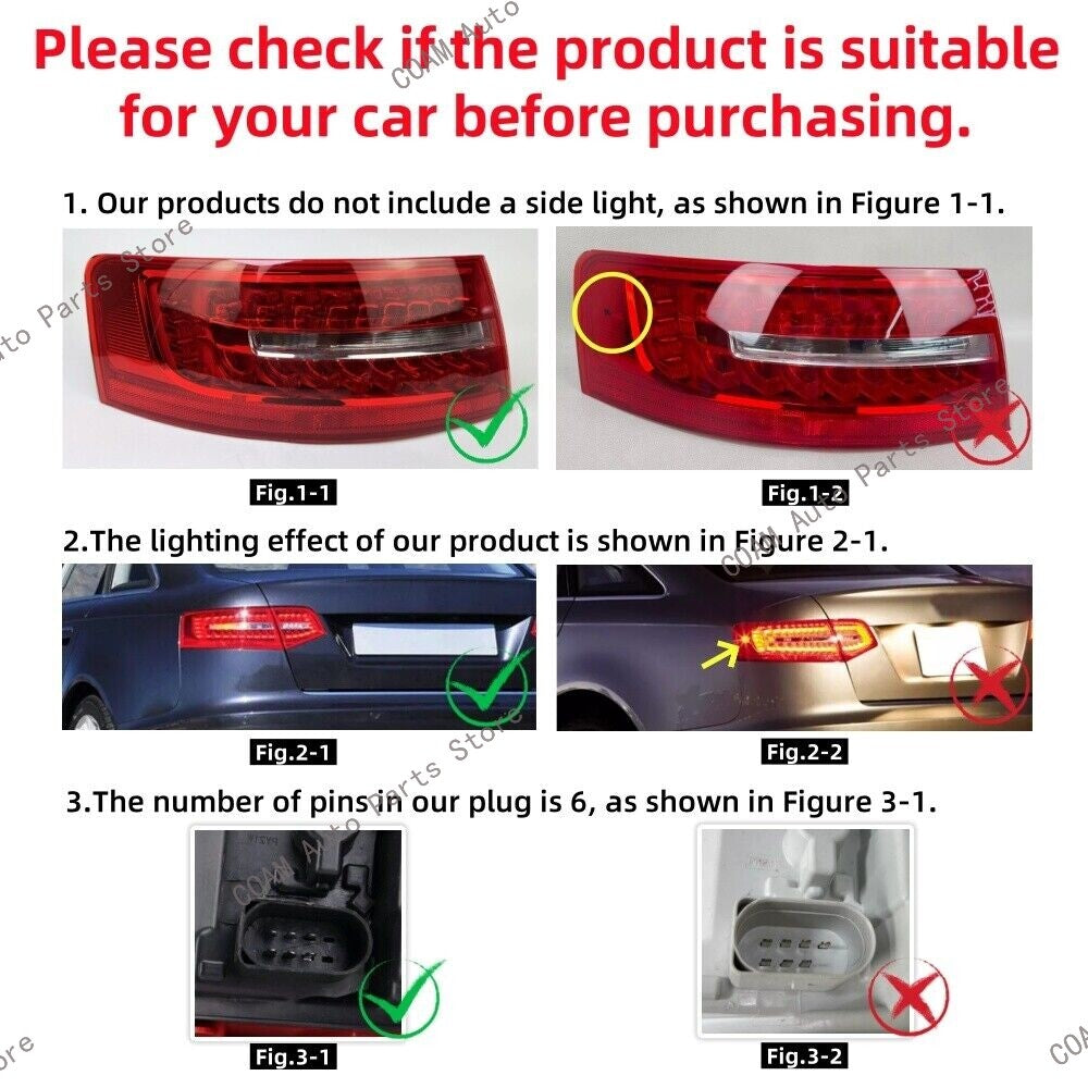 LHRH exterior taillights are suitable for Audi for A6 C6 Sedan 2009 2010 2011 rear lights.
