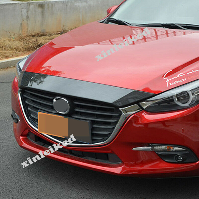 carbon fiber Front Grill Grille Engine Hood Cover Trim for Mazda 3 Axela 2017-18