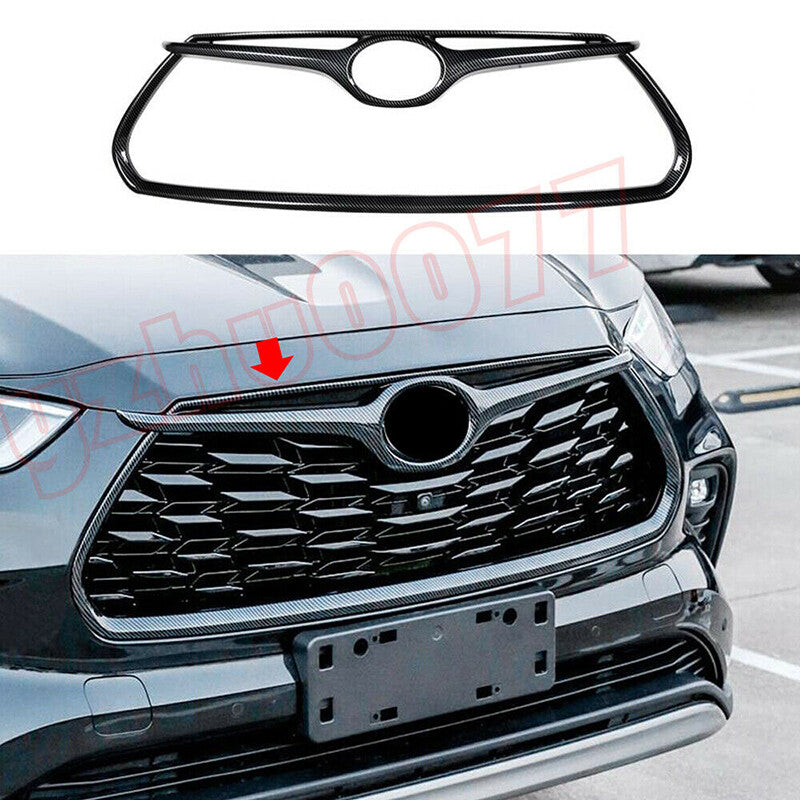 New for Toyota Highlander 2020-2023 Carbon Fiber Front Grille Frame Cover Trim