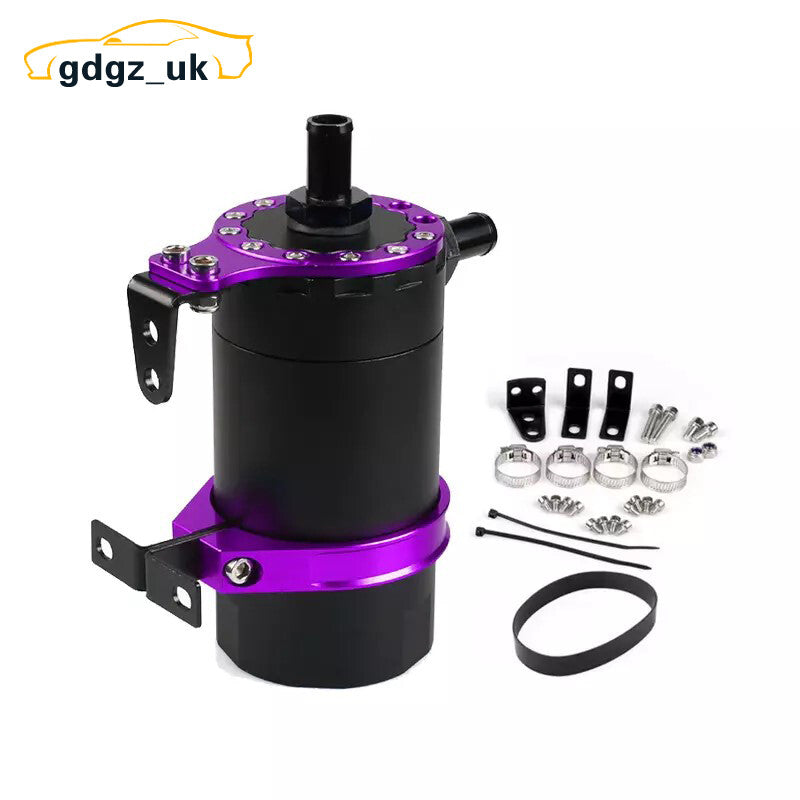 Purple Universal Car Round Oil Tank Baffled Aluminum Oil Catch Can Resevoir Tank