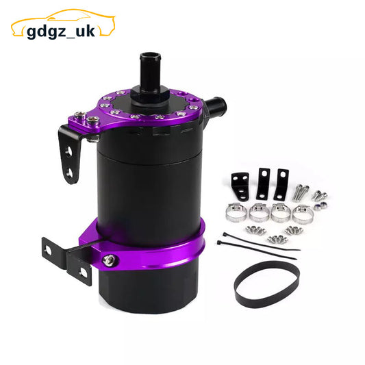 Purple Universal Car Round Oil Tank Baffled Aluminum Oil Catch Can Resevoir Tank