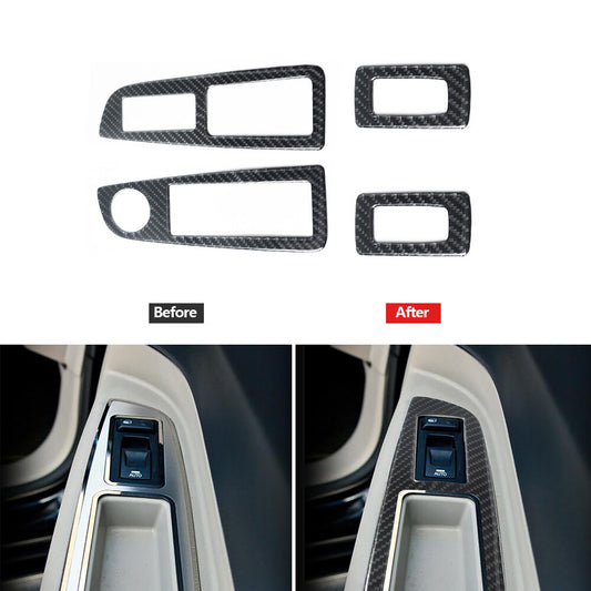 4Pcs Carbon Fiber Window Lift Switch Panel Cover Trim for Chrysler 300 2005-2007
