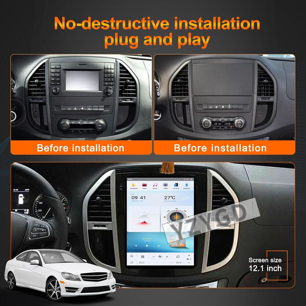 for Mercedes for Benz Vito W447 2014-2021 Car Radio CarPlay Screen Receiver 64GB