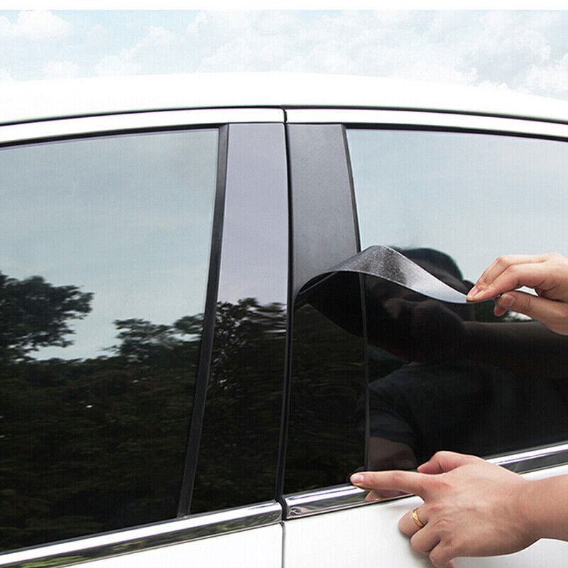 for Mitsubishi Outlander 2007-13 Piano Black Pillar Post Door Window Strip Trim
