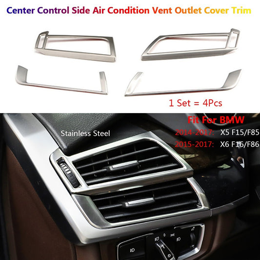 Stainless for BMW X5 X6 F15 F16 Car Center Console Side AC Air Vent Cover Trims