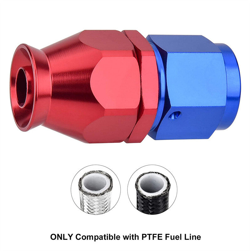 6AN PTFE Hose End Fittings Straight Aluminum Swivel AN6 For PTFE Hose Only Red