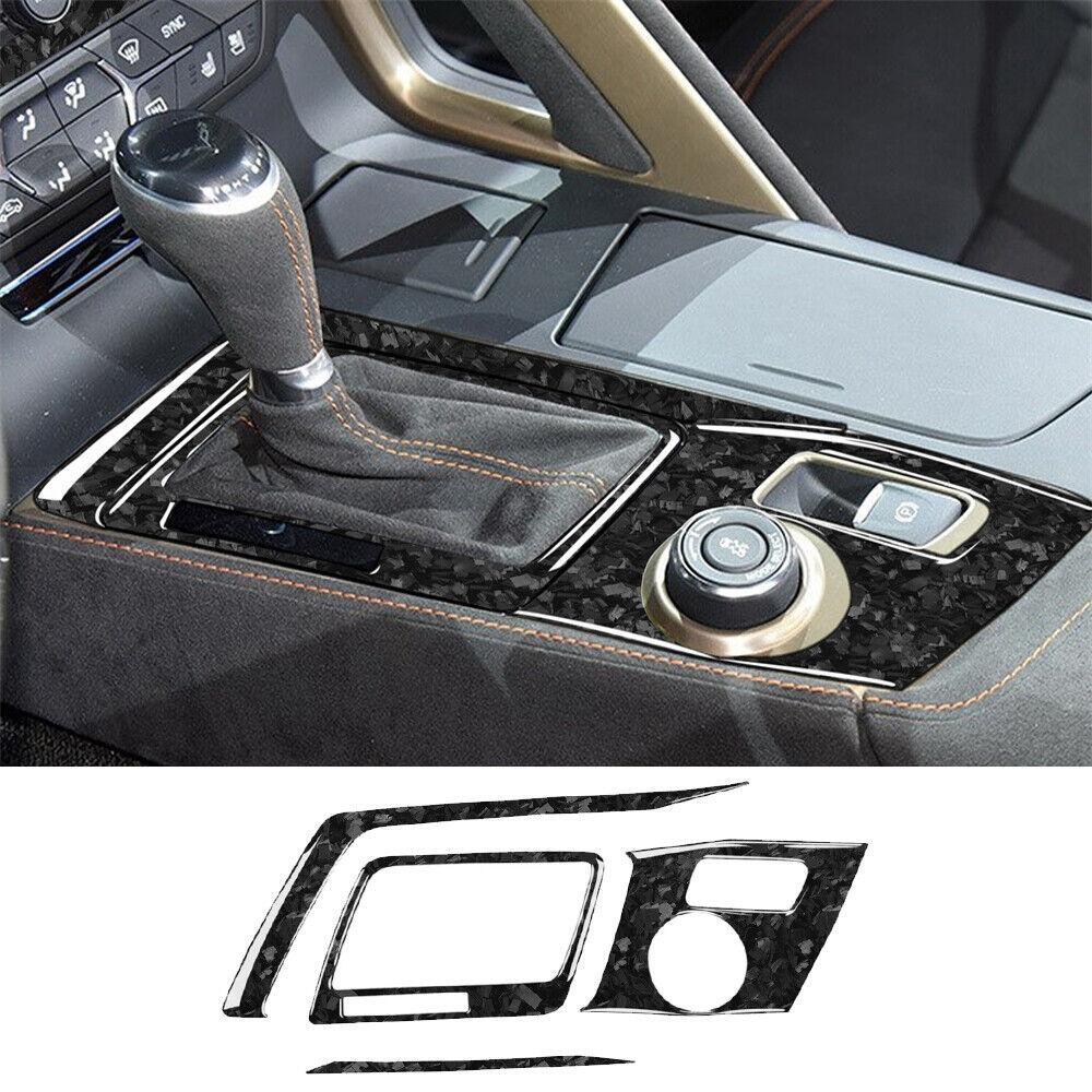 Console Gear Shift Panel Trim for Chevrolet for Corvette C7 14-19Forged Carbon Fiber