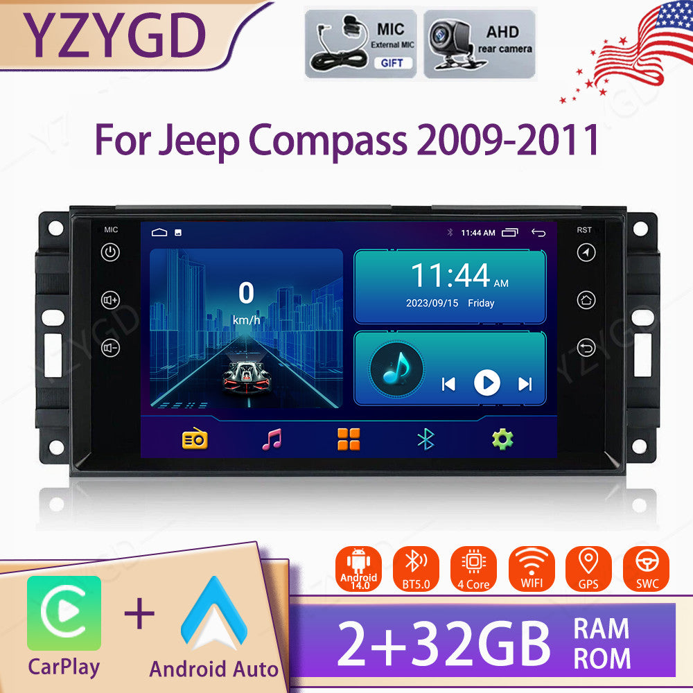 Android Auto Carplay for Jeep Compass 2009-2011 Stereo Car Radio Screen GPS Navi