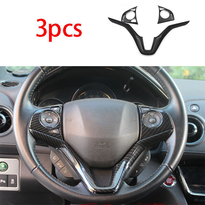 for Honda HR-V 2016-2022 Carbon Fiber Car Steering Wheel Switch Strip Cover Trim
