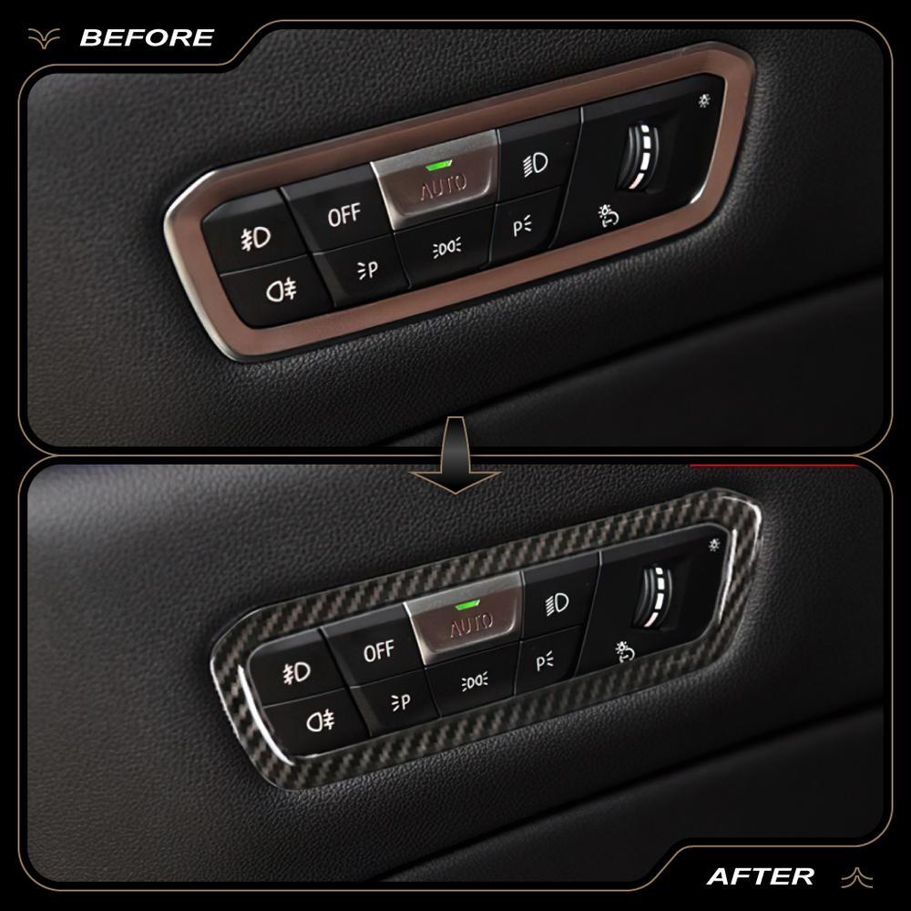 for BMW X5 X6 X7 G05 G06 G07 2019+ Headlight Switch Panel Cover Trim Carbon