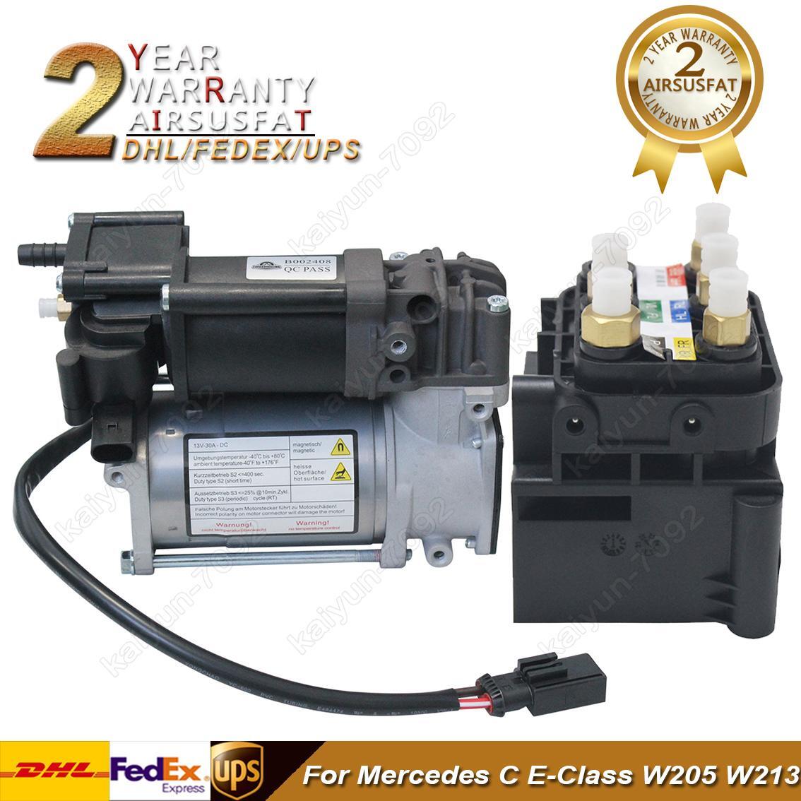 Air Suspension Compressor Pump + Valve Block for Mercedes C E-Class W205 C205