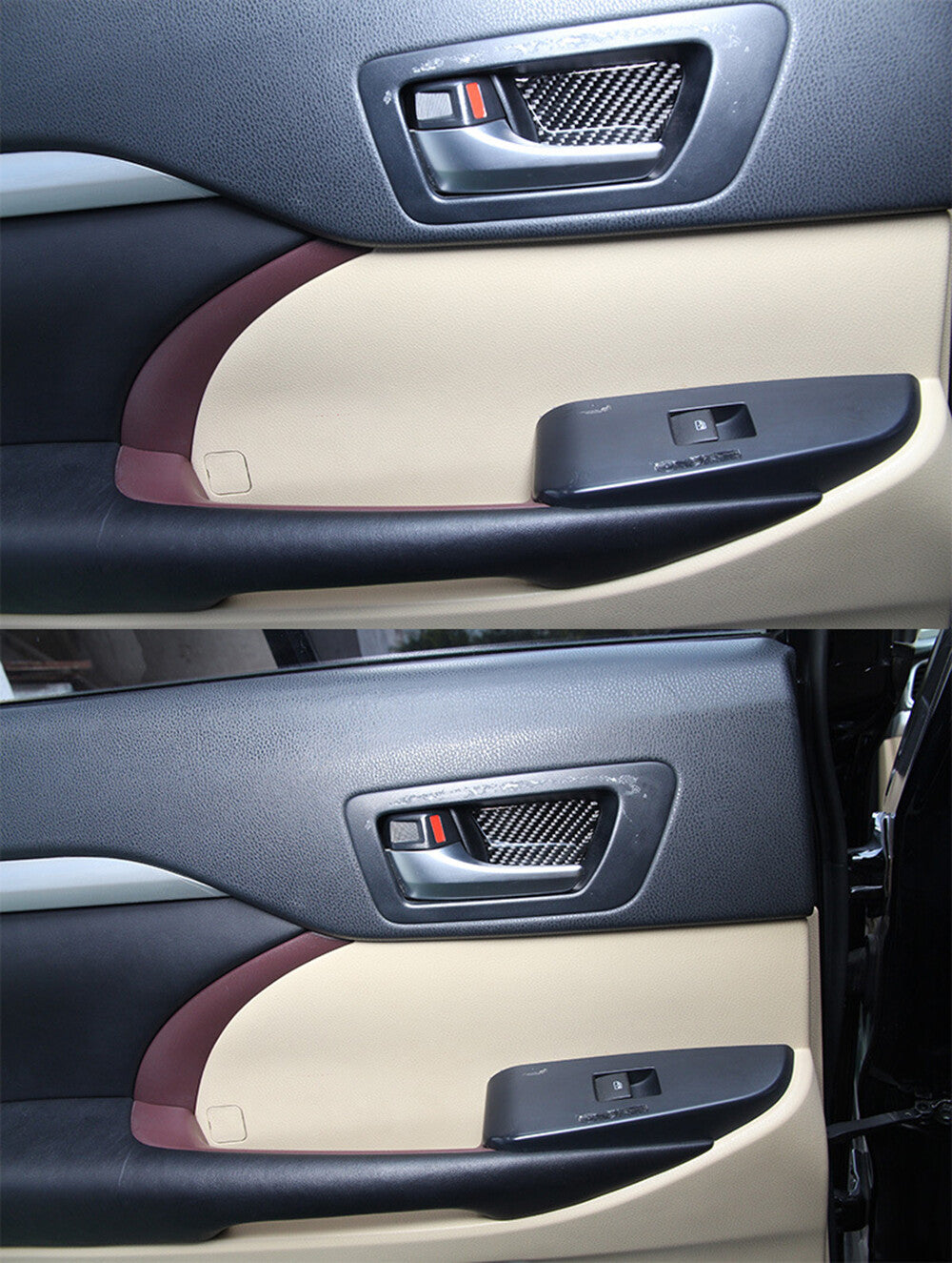 Carbon Fiber Interior Door Handle Bowl Panel Cover for T@yota Highlander 2014-19