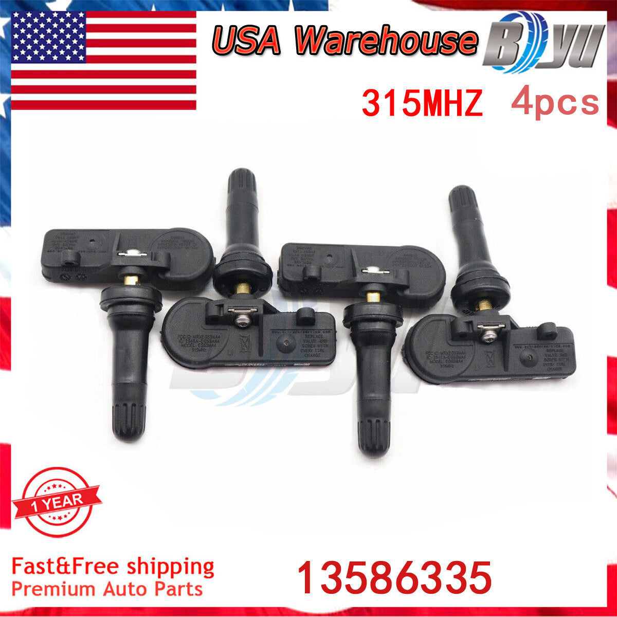 New 13586335 4PCS TPMS Tire Pressure Sensor Fit for Buick for Chevrolet for GMC 25920615