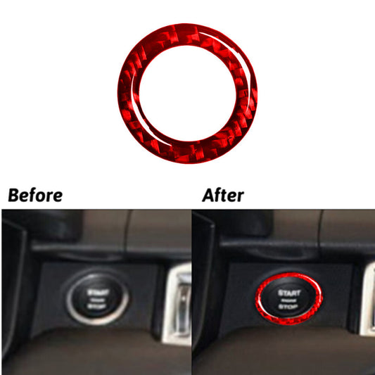 Red Carbon Fiber Ignition Button Cover Trim For Land for Range Rover Sport 2014-2017