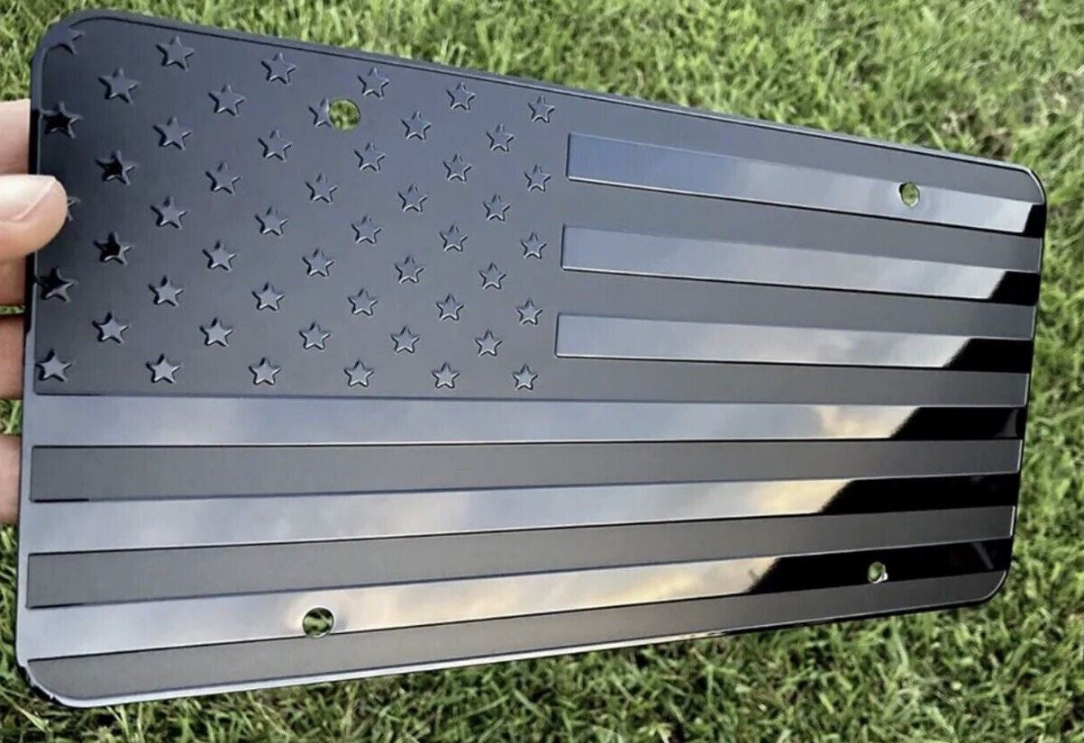 Black American flag car license plate cover, trunk boot, and tailgate boot for Chevrolet 12x6