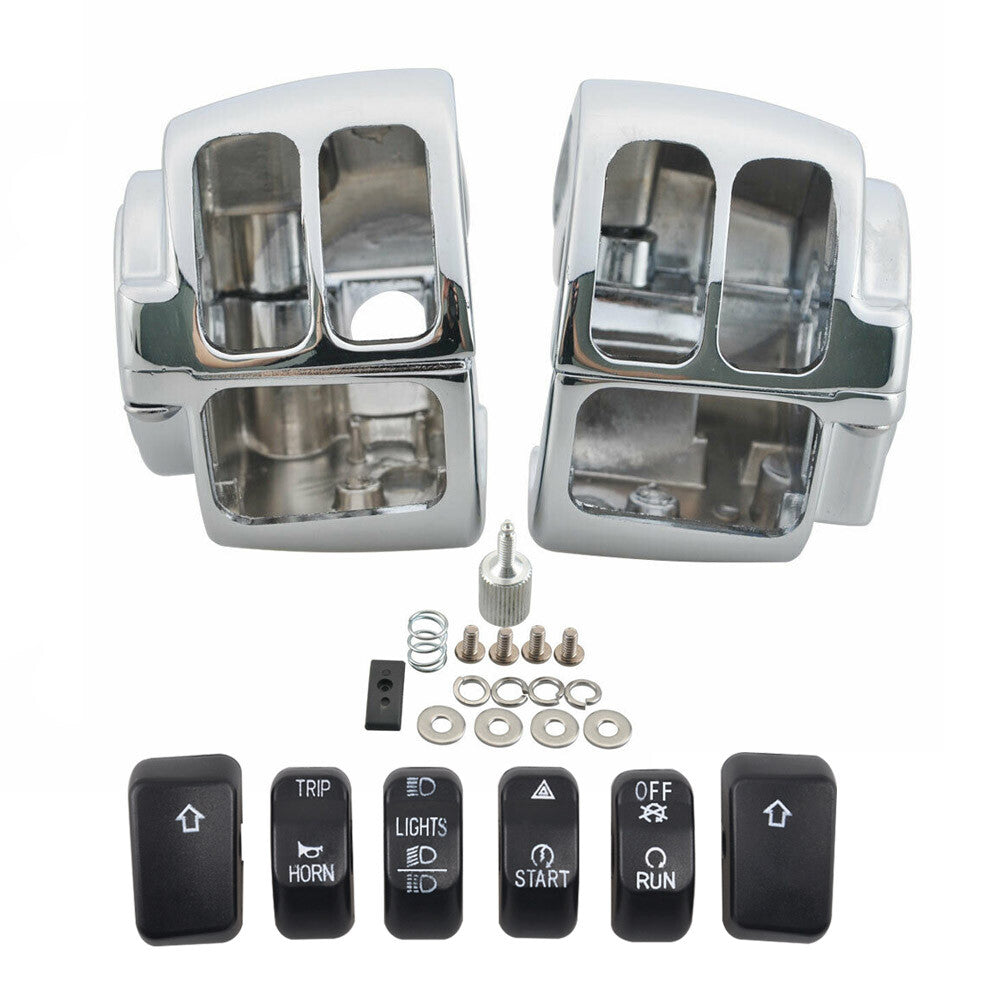 Handlebar Control Switch Housing Cover+6pcs Switch for Harley Touring Sportster