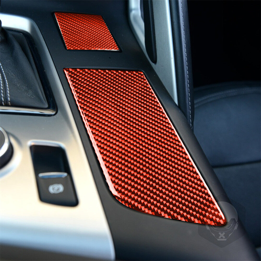 2¡ÁRed Carbon Fiber Water Cup Holder Panel Trim for Chevrolet for Corvette C7 2014-19