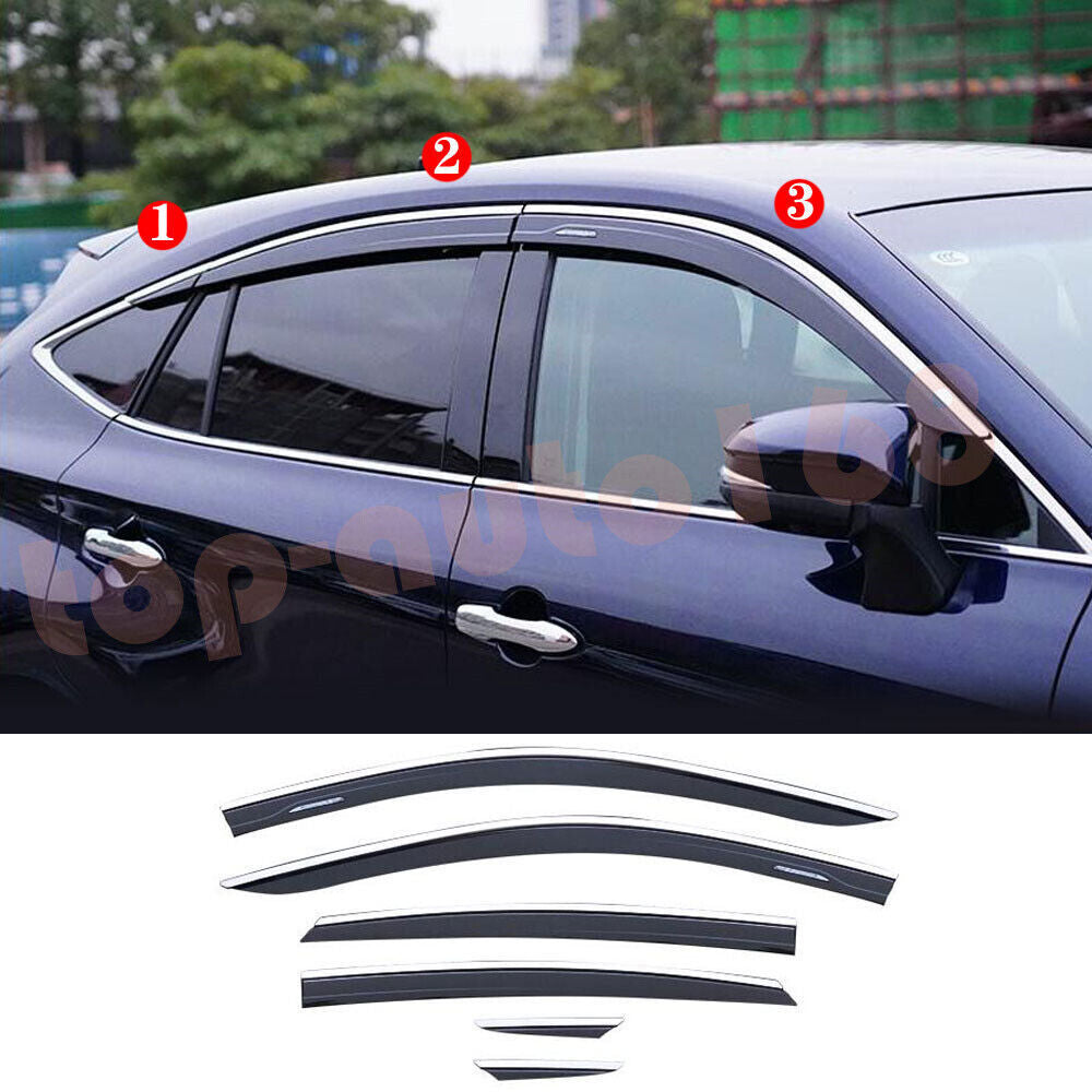 6p Black+Chrome Window Visor Vent Shades Sun Rain Guard for Toyota Venza 2021-24