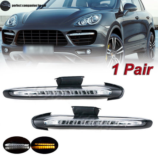 Two LED daytime running lights and fog lights are included for the for Porsche for Cayenne 958 Turbo Style, 2011-18.