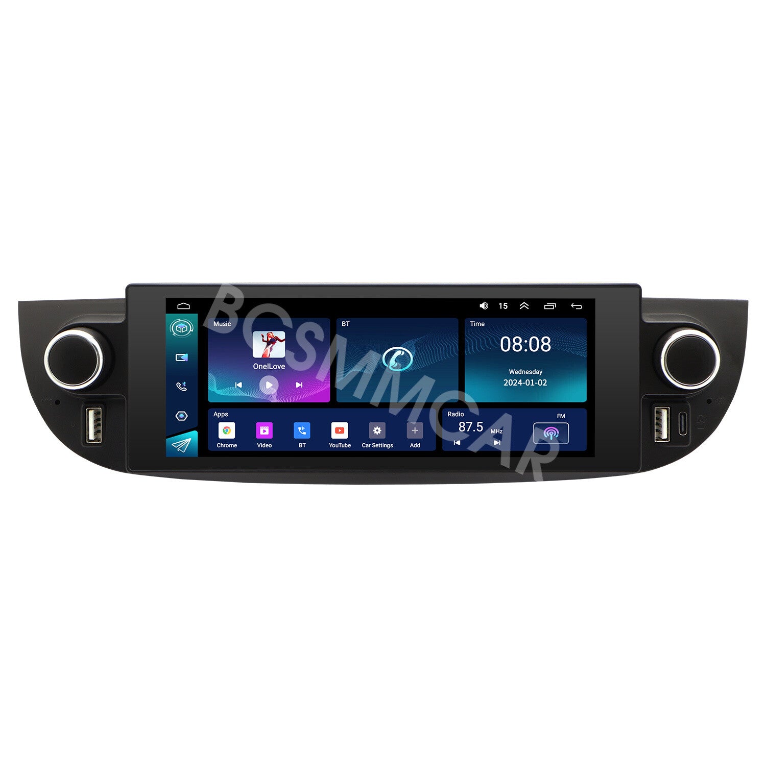 Android 14 Stereo Radio GPS Navi 4+32GB For Carplay Fit for Fiat 500 2007-2018