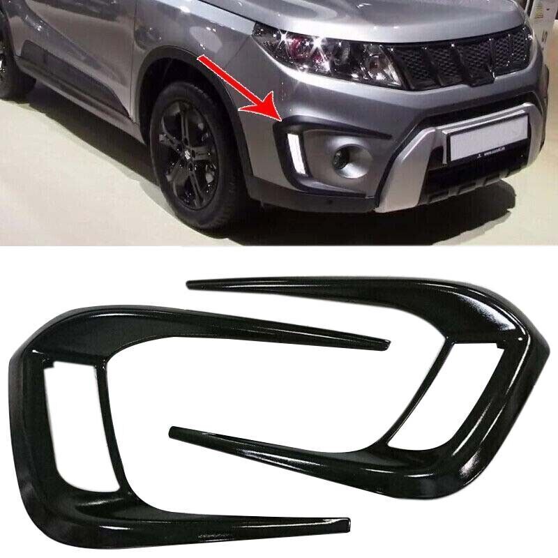 Pair Front Fog Light Cover Grill Trim ABS Decorative for Suzuki Vitara 2016-2020