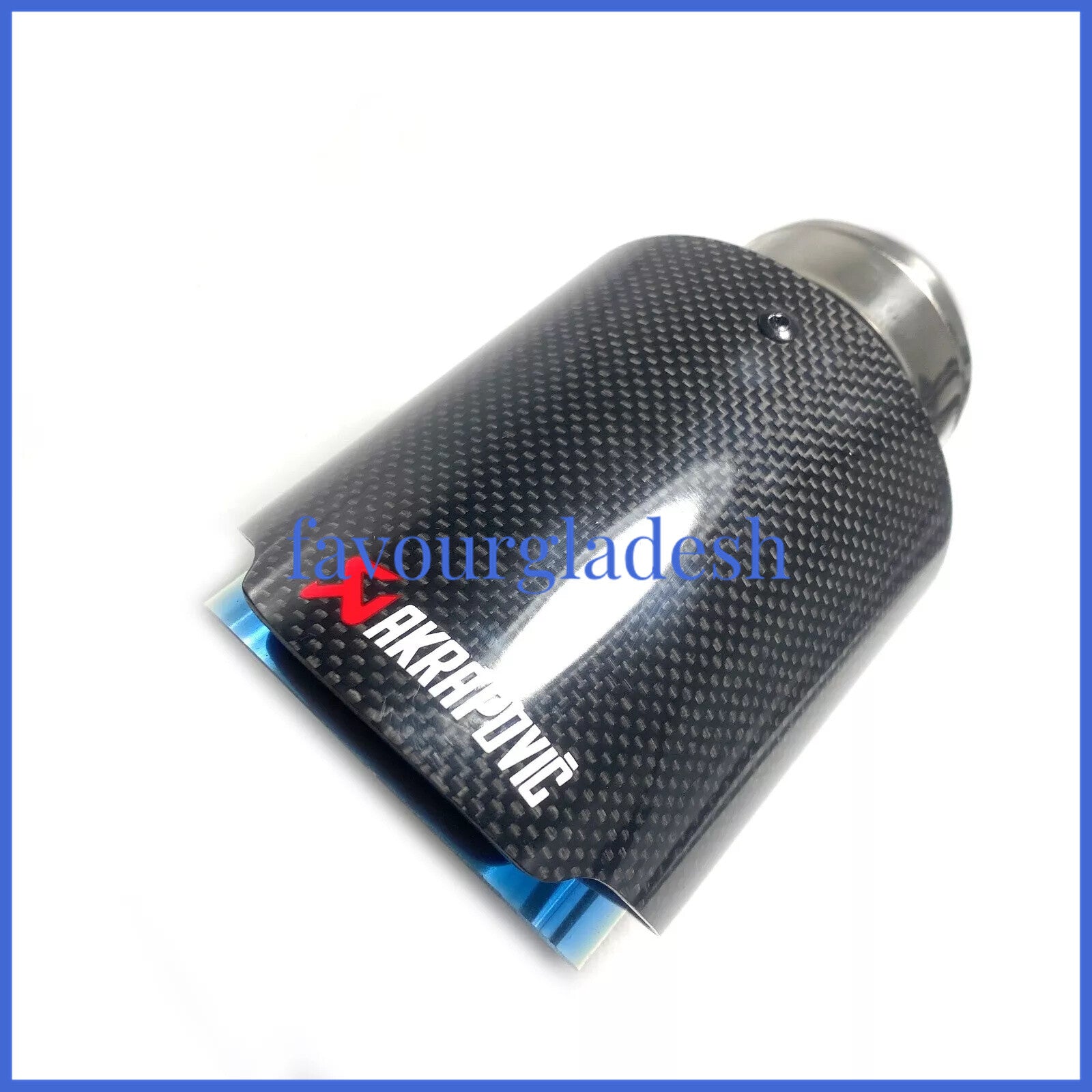 1X 2.5 63mm  4.5114mm Akrapovic Glossy Carbon Fiber Exhaust tip Blue End pipe
