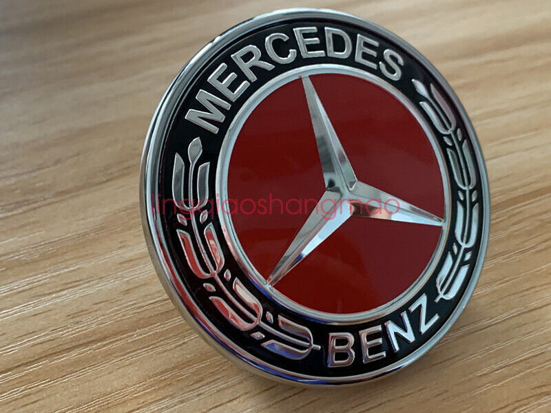 Front hood badge, red flat laurel wreath badge, suitable for Mercedes W213 E300 E400