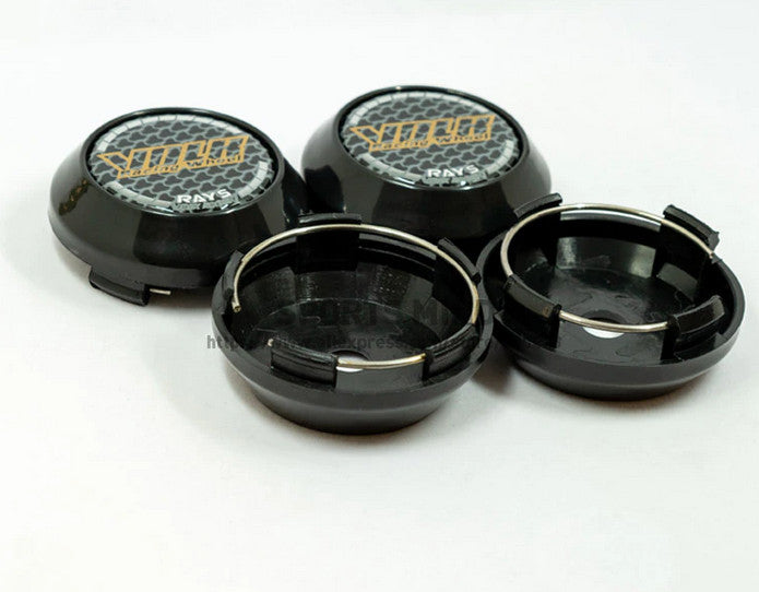 Brand New 4-Piece Set of 64mm Volk Racing Wheel Caps, Wheel Center Caps, Badges, Black TE37