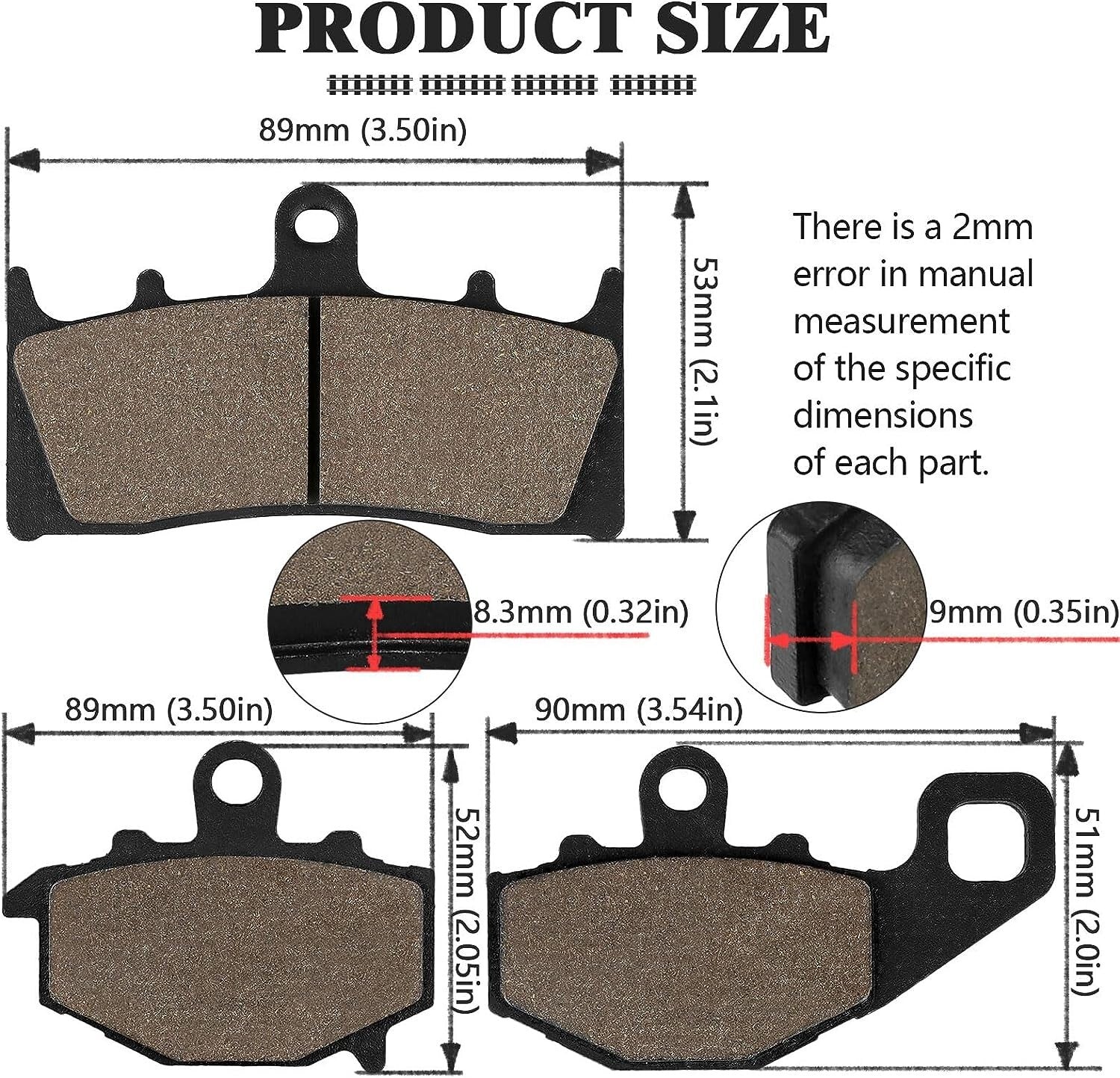 Brake Pads for Kawasaki ZZR600 ZX 600 2005-2008, ZX9R ZX-9R ZX900 1996-2001 ZX6R