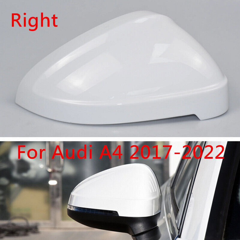 White Right Side Rearview Door Mirror Cover Shell Cap Fit for Audi A4 2017-2022