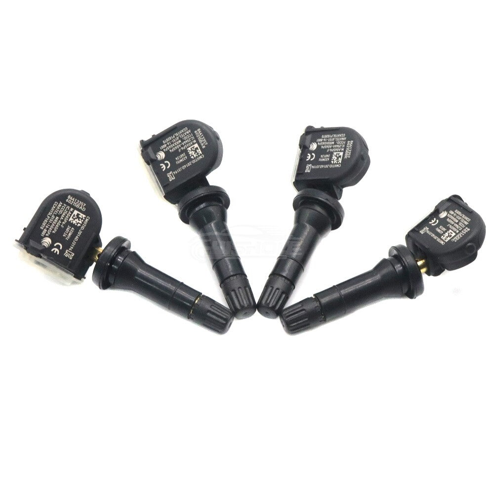 4-pack 84413357 TPMS tire pressure sensors for Chevrolet Silverado, for GMC , for Sierra , and for Cadillac .