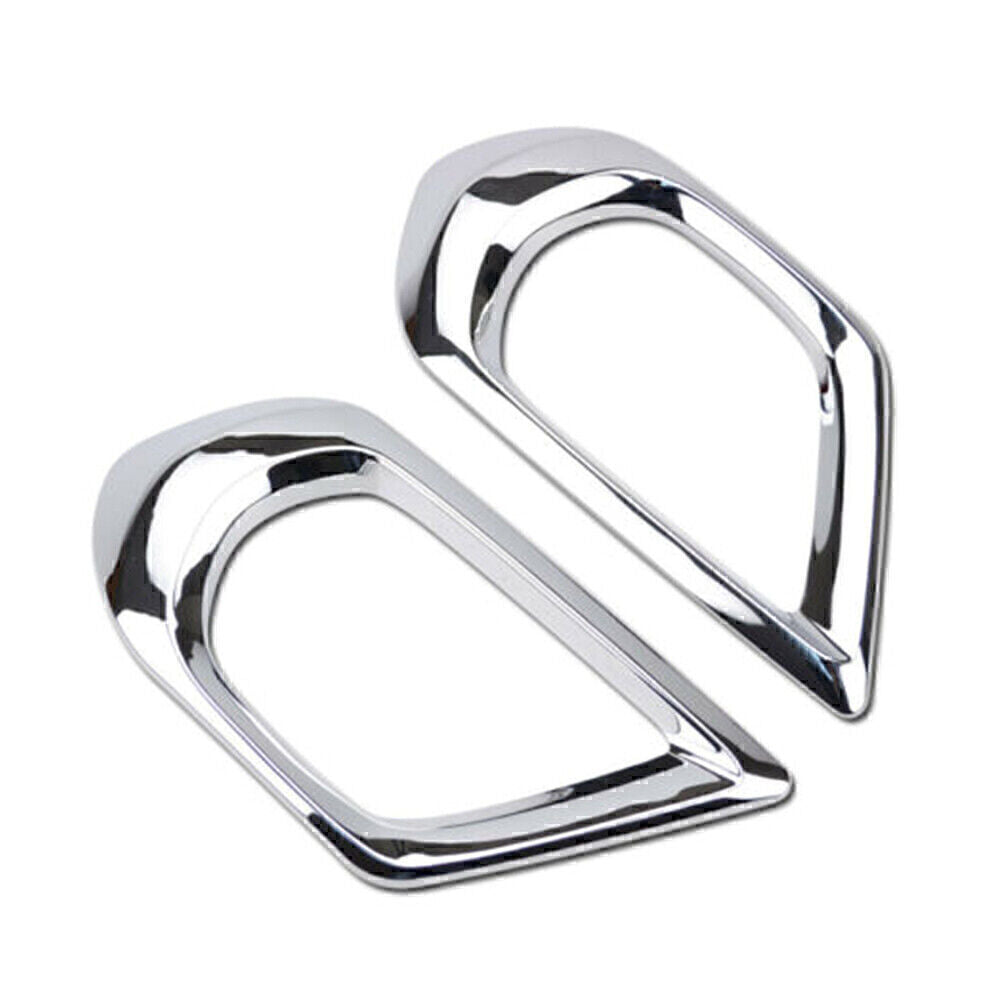 Two-piece chrome-plated front fog light cover for Subaru Forester 2013, 2014, and 2015 models.