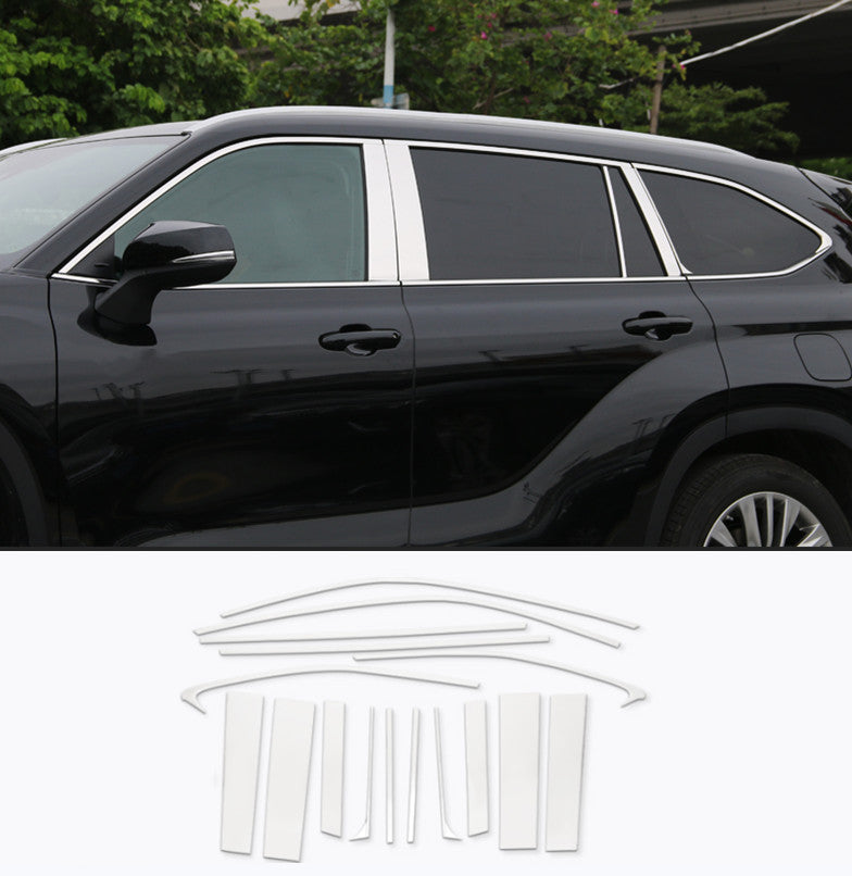for Toyota Highlander 20-23 Chrome Steel window Pillar Post Cover strip Trim 16x