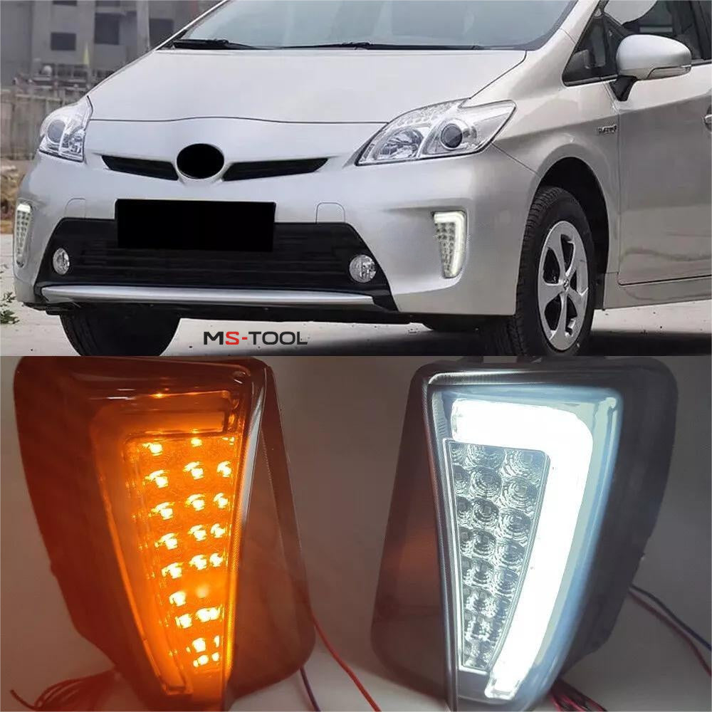 For 2012-15 for Toyota Prius LED Switchback Fog Turn Signal Lights DRL Lamp Smoked