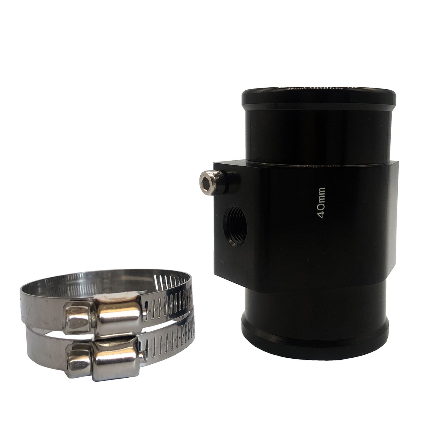 40mm Radiator Sensor Adapter For Water Coolant Temp Gauge Adaptor W/Hose Clamps