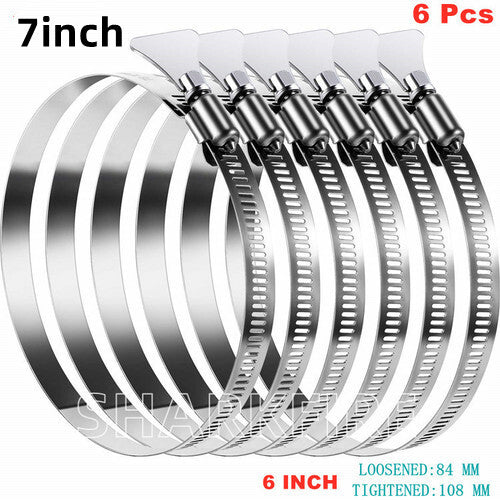7-inch hose clamp, stainless steel, easy-turn thumb screw, metal clamp, pipe clamp