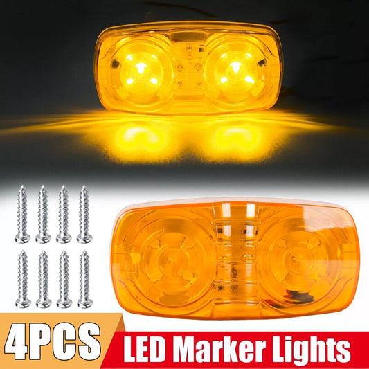 4-Pack Trailer Marking LED Lights, Dual Target 10 Diode Gap Lights, Amber Color